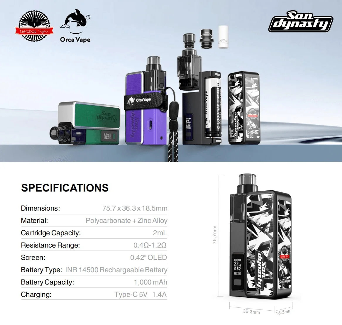 小海豚大小煙主機Orca Vape San Dynasty 30W